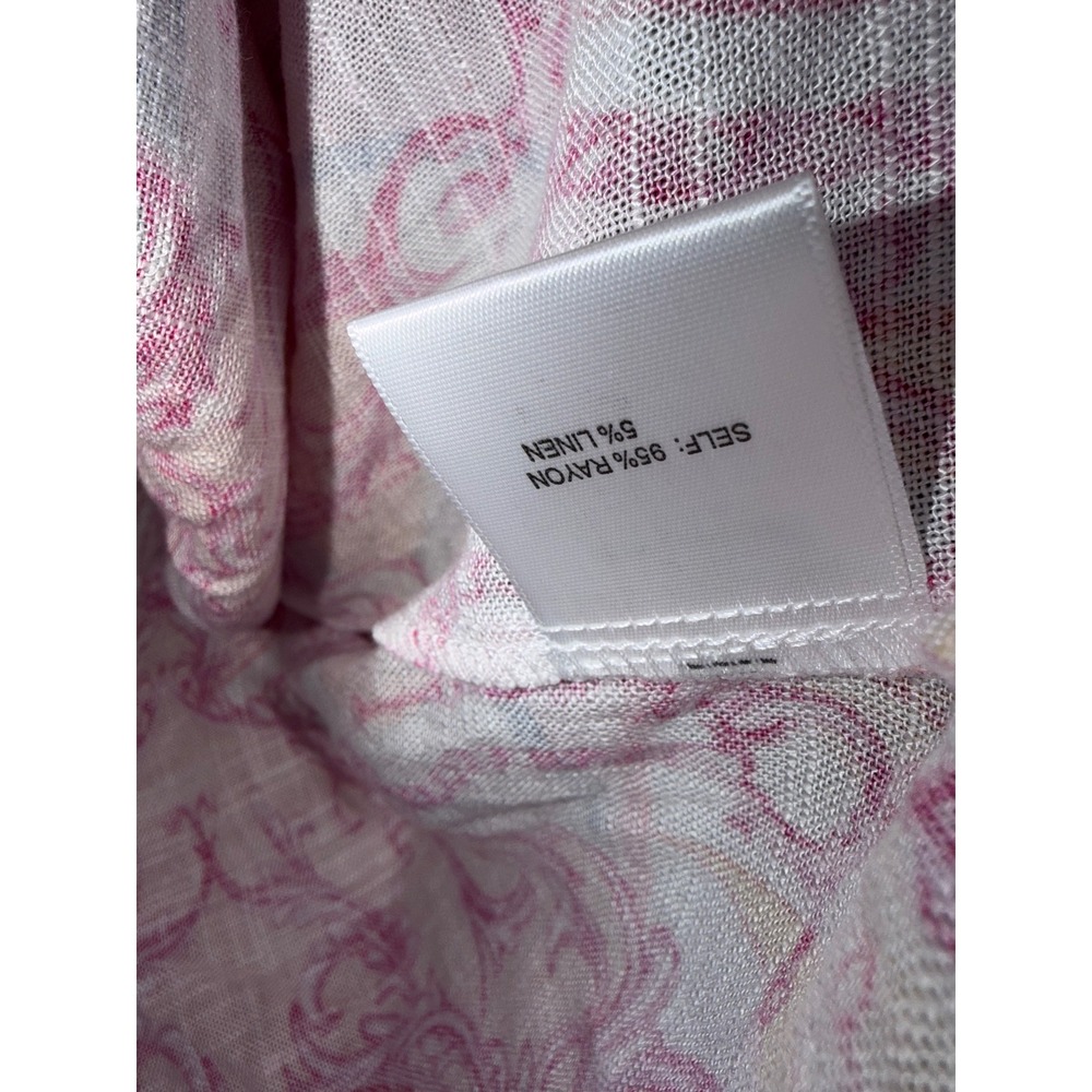 Jane + Delancey NWT Pink Paisley Linen Rayon Button Front Blouse Medium Coastal - Picture 5 of 5